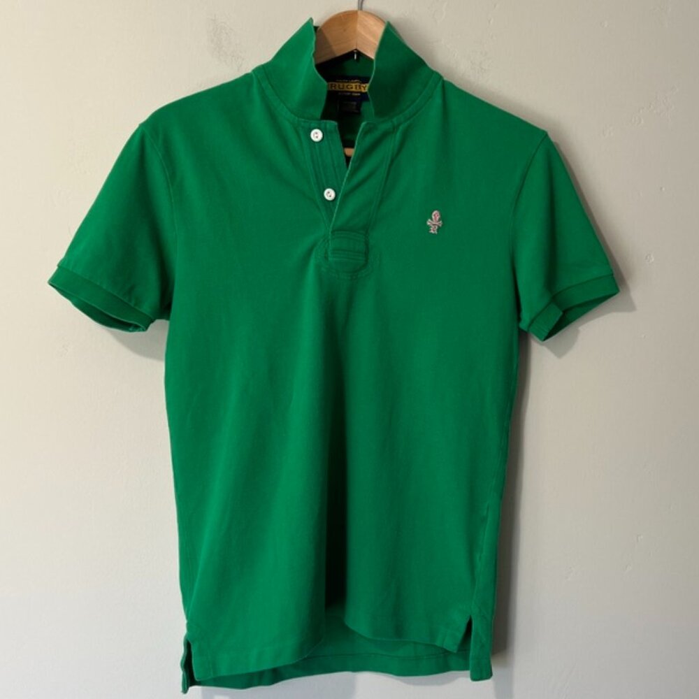 Rugby Ralph Lauren men's green skull & crossbones mesh polo shirt, XS